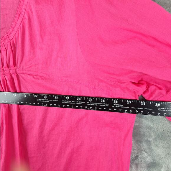 Basic Editions Top 3X Pink Button Up Cotton Lightweight Coastal‎ Boxy Casual - Picture 4 of 6